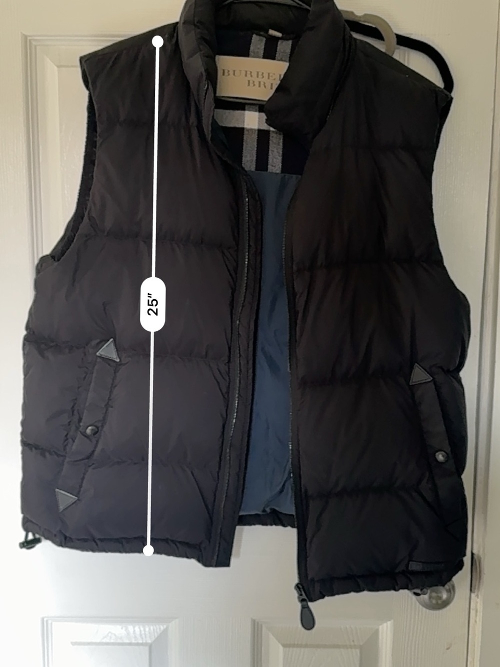 Burberry Black Quilted Puffer Vest with Signature Plaid Lining - Picture 6 of 7